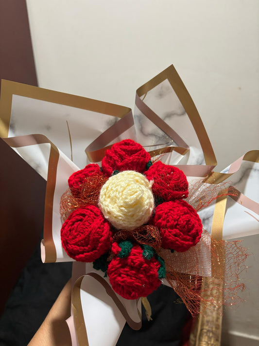 Handmade Crochet Rose Bouquet – Everlasting Knitted Floral Gift